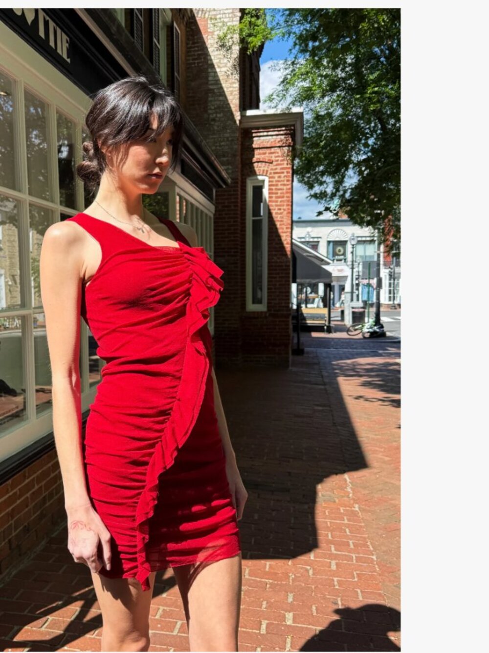 Jean Paul Gaultier Soleil 1990s Red Draped Ruffle Mini Dress - M